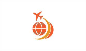 Travel logo with a globe icon. vector