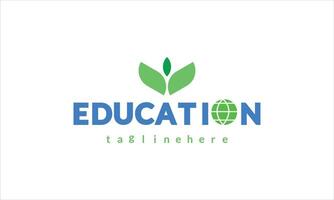 intial education with leaf logo design. vector