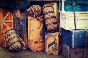 Vintage luggage crates suitcases photo