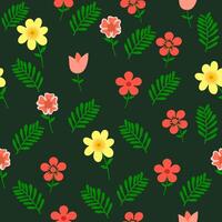 seamless pattern with a floral theme, with a flat design style vector