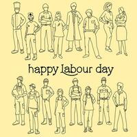 línea Arte ilustración de un hombre en trabajo ropa en el ocasión de internacional labor día vector
