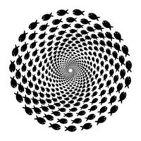 School of fish form a spiral shape. Isolated on a white background vector
