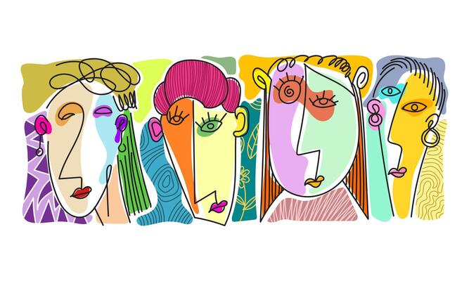 Cubism decorative wall art, modern doodle art for wall art, home decoration, cover, poster, cards and prints