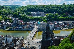 Aerial view of Dinant town, Belgium photo