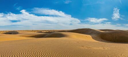 Panorama of dunes in Thar Desert, Rajasthan, India photo