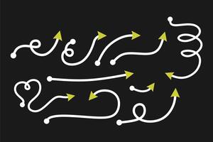 Vector set cursive arrows dark background