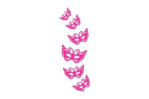 Set Vector Pink Style Butterflies on White Background