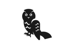 Owl Silhouette Vector Iconography with White Background