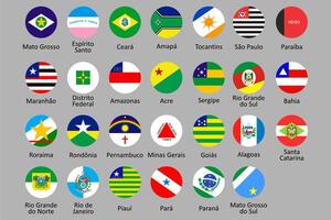 vector conjuntos circular banderas con nombres de todas estados de Brasil