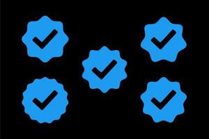 Set of verified check blue icons vectors