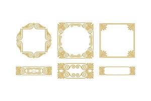 elegante Nouveau estilo dorado arabesco marco conjunto en blanco antecedentes vector