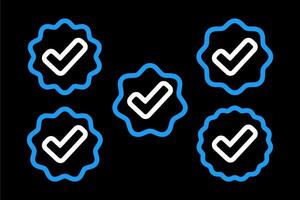 Set of verified check blue icons vectors