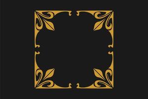 Elegant golden arabesque frame in vintage nouveau style on dark background vector