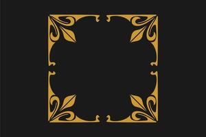 Elegant golden arabesque frame in vintage nouveau style on dark background vector