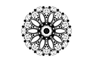 Vector geometric mandala floral pattern on white background