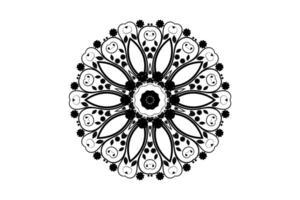 Vector geometric mandala floral pattern on white background