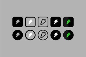 Set Vectors UI Design Icon Lightning Energy Gray Background