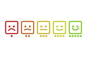 Set of Faces Reactions Feedback Evaluations on White Background vector