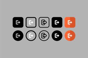 Set Vector UI Design Icons Logout Exit Gray Background