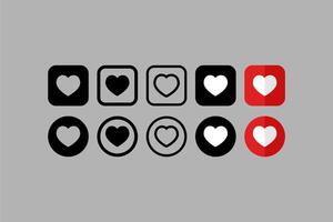 Set Vector Icons Heart I Loved Gray Background