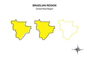 Set vector map map of the central-west region of Brazil on white background