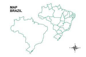 Set vector map of Brazil line style on white background