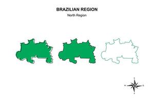 Set vector map of the northern region of Brazil on white background