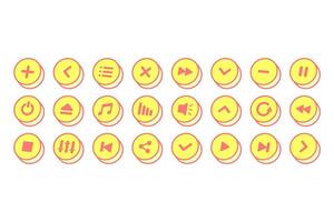 Set Isometric Icons Play Music Buttons White Background vector