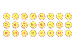 Set Isometric Icons Play Music Buttons White Background vector