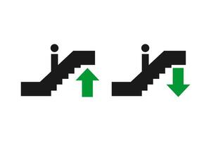 Vector Set Signs Escalators People Access with Up and Down Arrows White Background