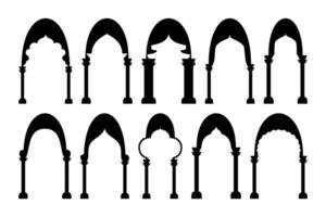 Set Vector Arches Doors Windows Arabic White Background