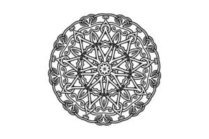 Vector geometric mandala floral pattern on white background