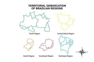 conjunto vector mapa regiones de Brasil en blanco antecedentes