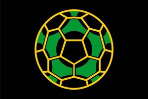 Vector soccer ball with yellow and green lines on dark background