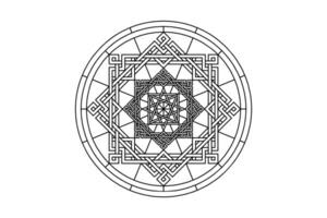 Vector geometric mandala floral pattern on white background