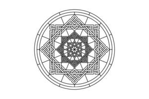 Vector geometric mandala floral pattern on white background