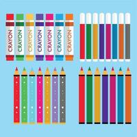 Crayons, Color Sketch Pens and Pencil Colors Set vector