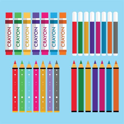 Crayons, Color Sketch Pens and Pencil Colors Set
