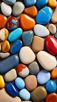 AI generated vividly shimmering arrangement of colorful stones photo