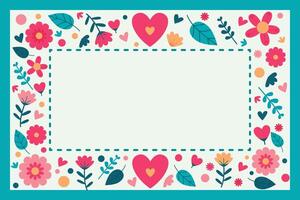 Floral spring landscape photo frame background vector