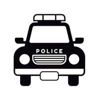 front view of a police car flat silhouette design vector