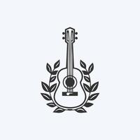 AI generated natural eco guitar logo guitar leaf natural logo vector icon illustration design.