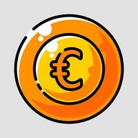 coin with a euro sign on it vector