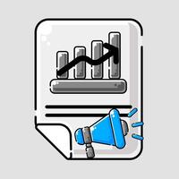 megaphone and marketing analysis chart paper vector