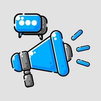 blue megaphone with chat bubble on top vector