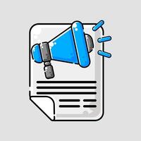 blue and black megaphone with a paper attached to it vector