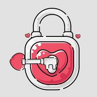 the key and lock of love vector