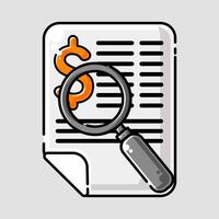 magnifying a document with a dollar sign vector