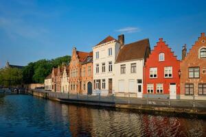 Canal and old houses. Bruges Brugge , Belgium photo