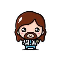 cute jesus christ wearing doctor clothes vector